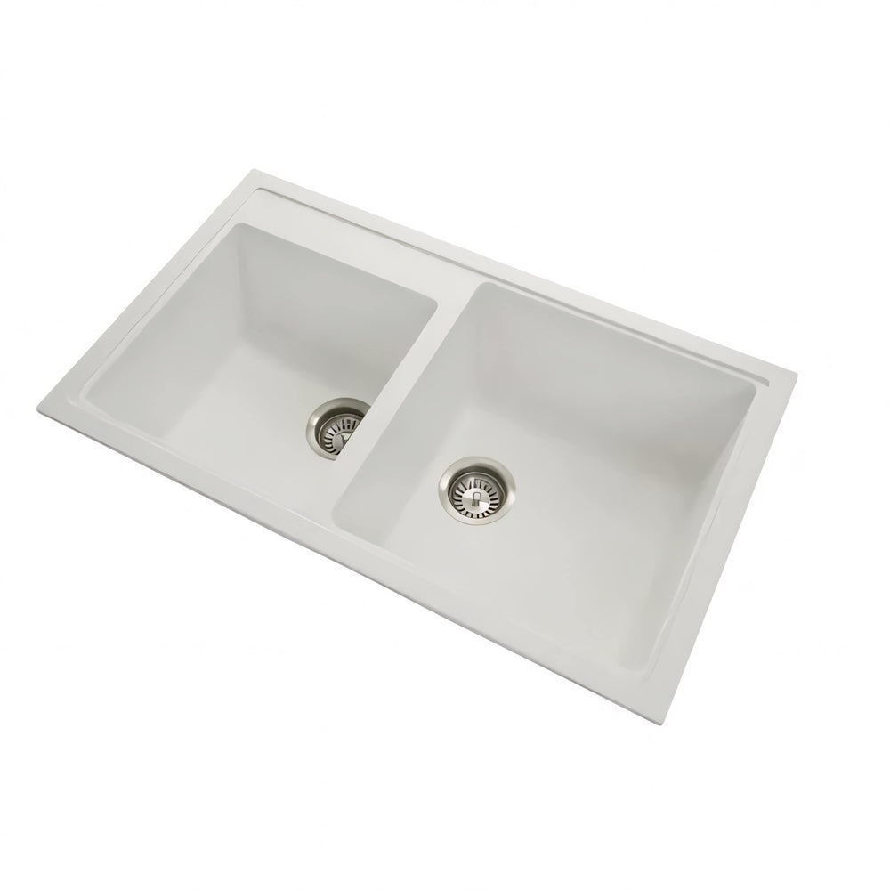CARYSIL DOUBLE BOWL GRANITE KITCHEN SINK WHITE 860MM