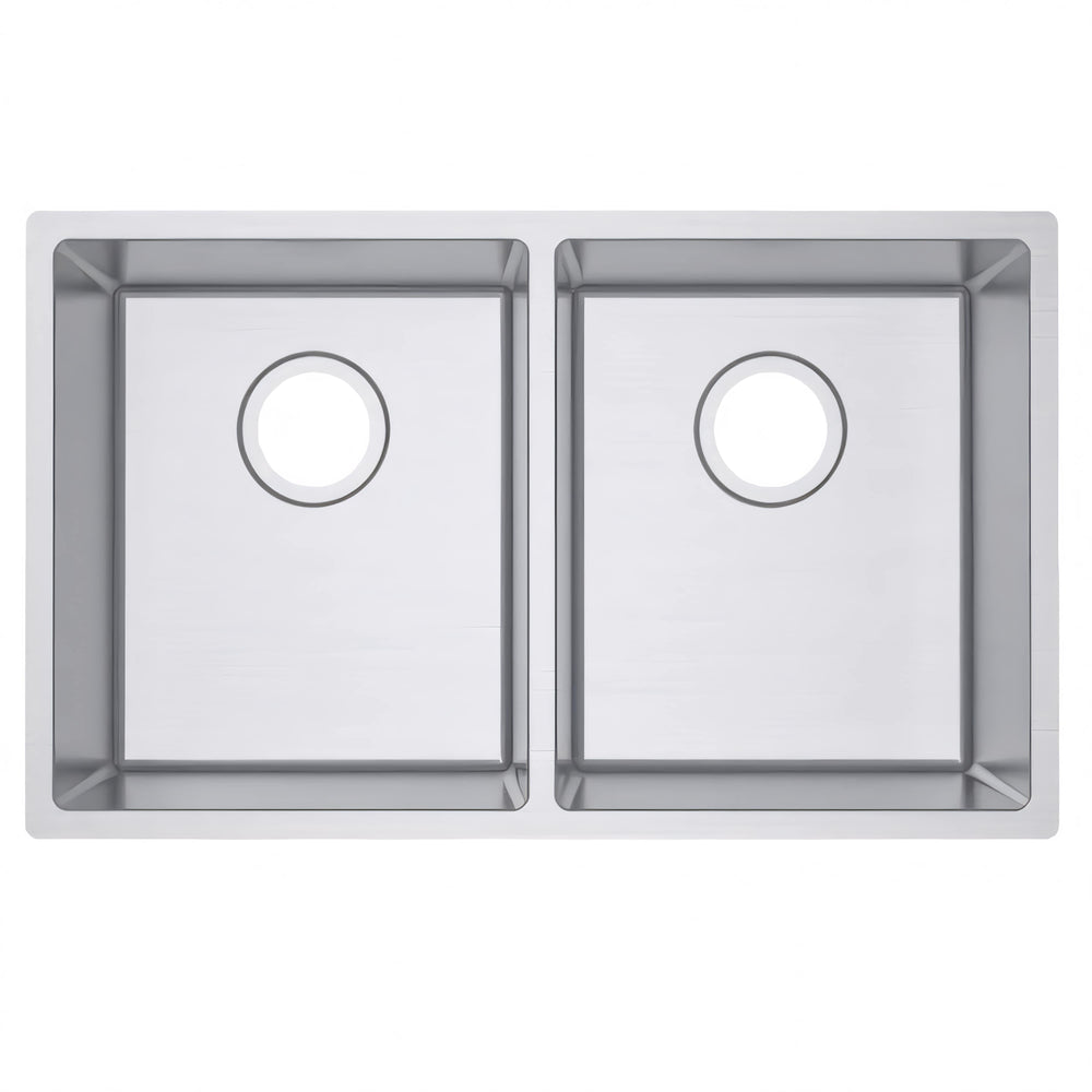 AQUAPERLA T304 HANDMADE DOUBLE BOWL KITCHEN SINK STAINLESS STEEL 740MM