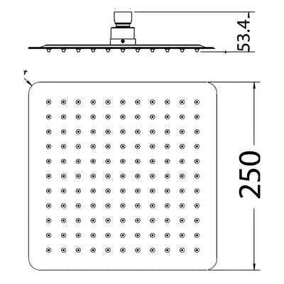 IKON NOVA SHOWER HEAD 250MM BRUSHED NICKEL