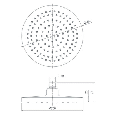 IKON OTUS SHOWER HEAD 200MM GUN METAL