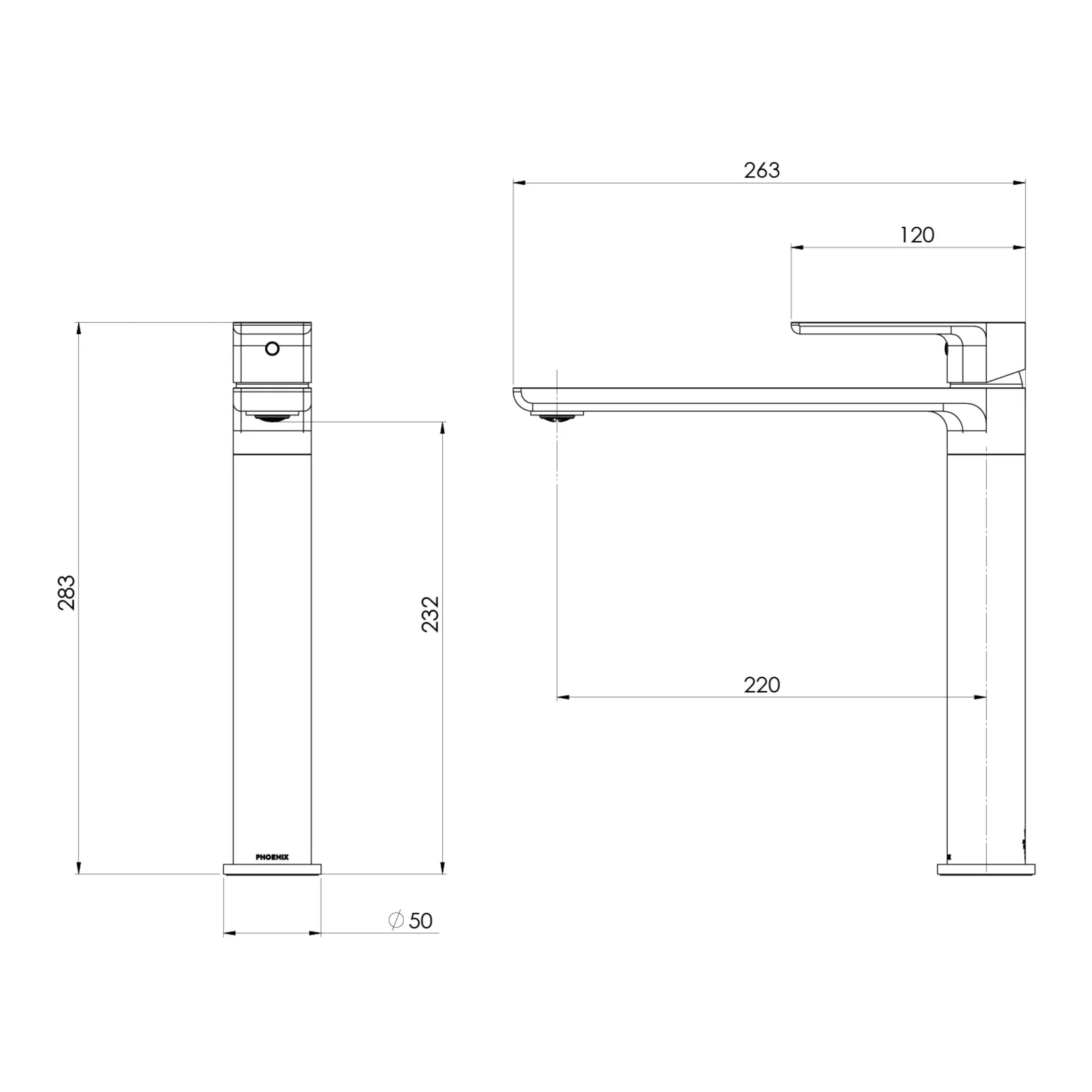 PHOENIX GLOSS MKII SINK MIXER 283MM BRUSHED CARBON