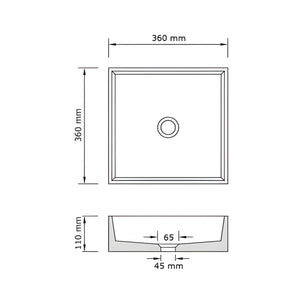 CONCRETE STUDIO BALY ABOVE COUNTER BASIN SQUARE WHITE 360MM