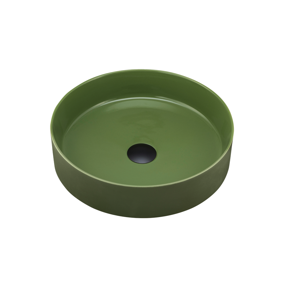 OLIVERI TERZOFOCO ROUND SHORT COUNTER TOP BASIN OLIVE GREEN 405MM