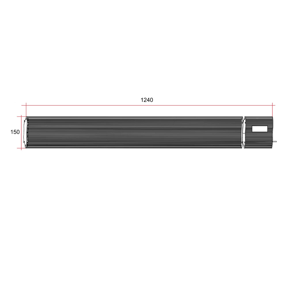 THERMOGROUP LOTUS 1800W LONG WAVE OUTDOOR HEATER BLACK 1240MM