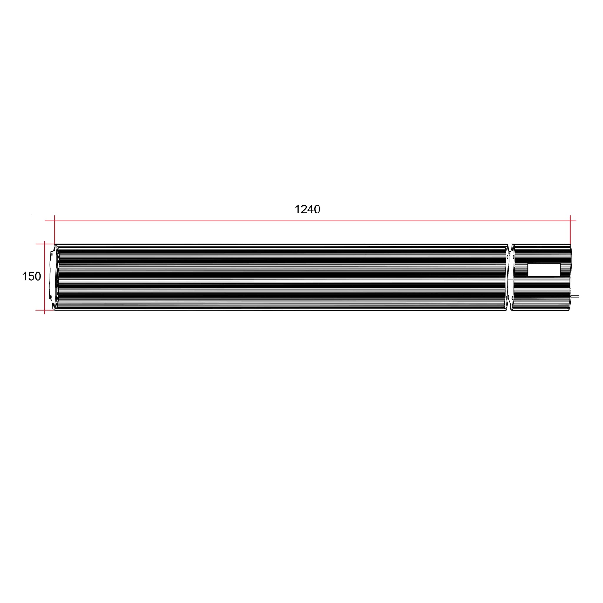 THERMOGROUP LOTUS 1800W LONG WAVE OUTDOOR HEATER BLACK 1240MM