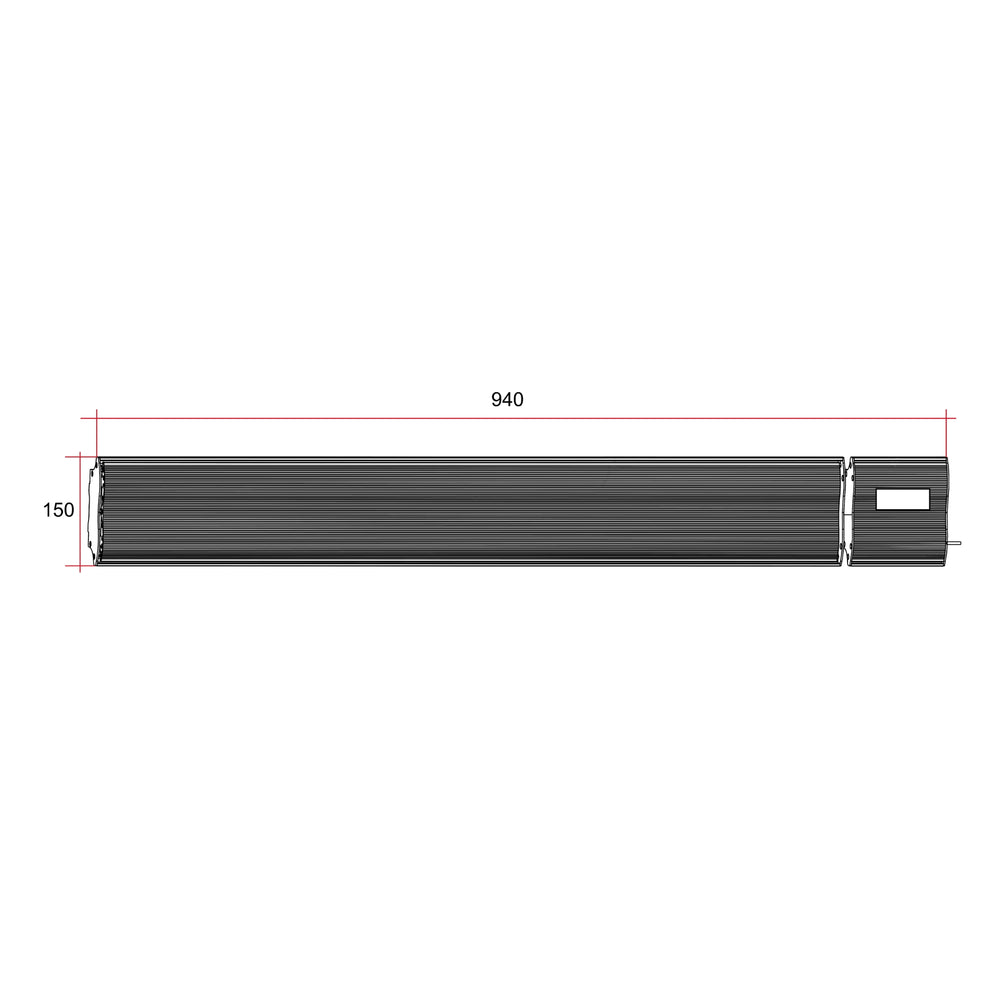 THERMOGROUP LOTUS 1200W LONG WAVE OUTDOOR HEATER BLACK 940MM