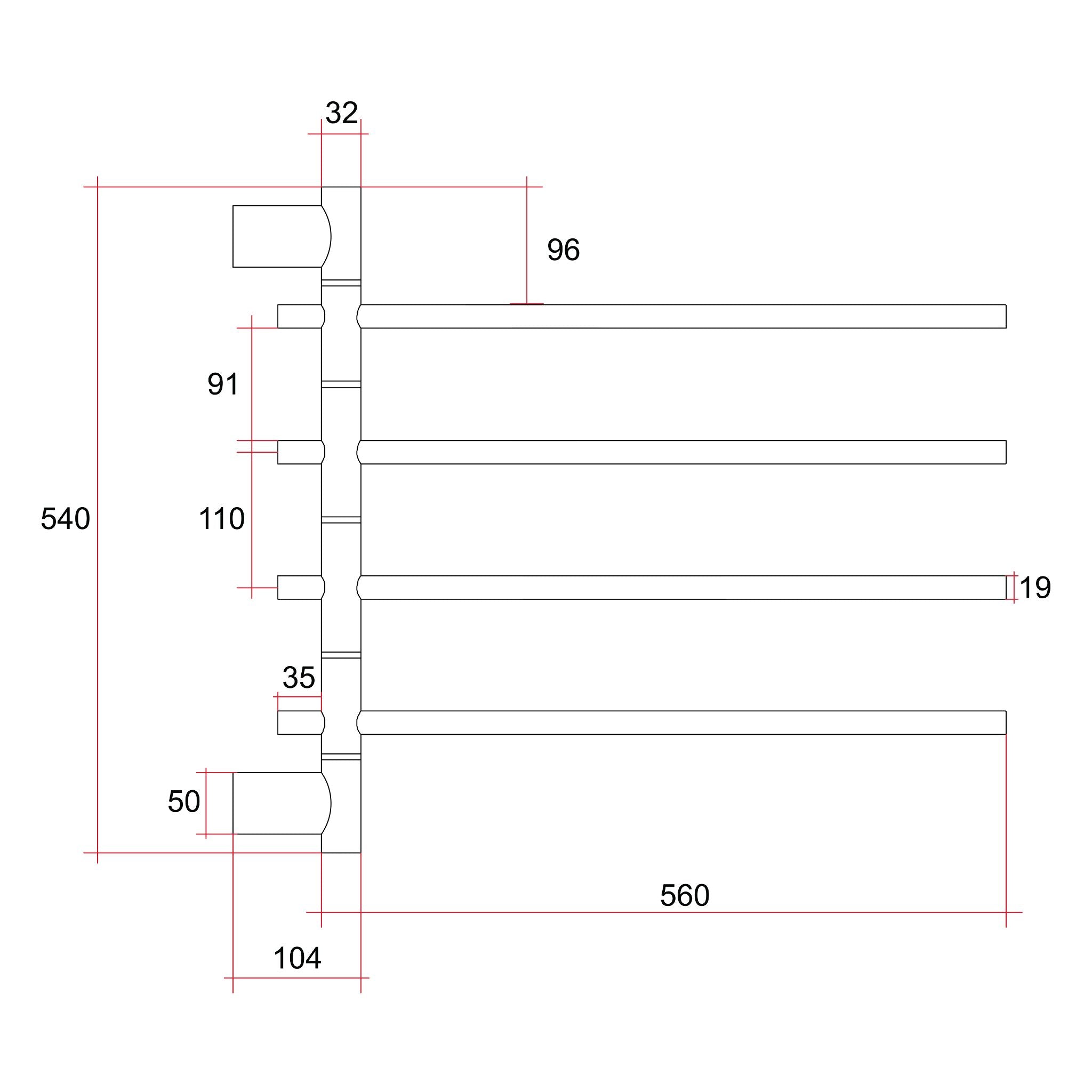 THERMGROUP SWIVEL HEATED TOWEL RAIL BRUSHED NICKEL 595MM