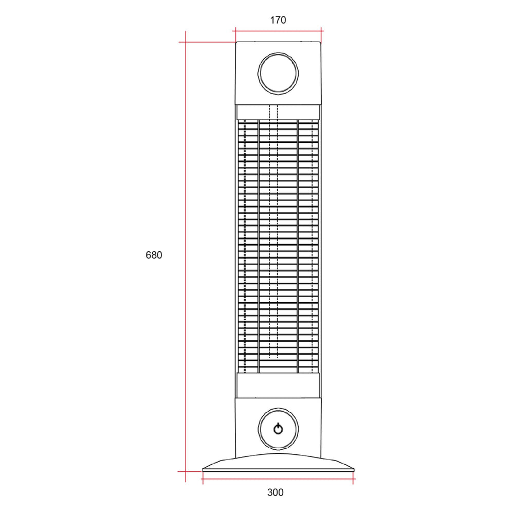 THERMOGROUP CEDAR 1200W MID-WAVE OUTDOOR HEATER BLACK 680MM