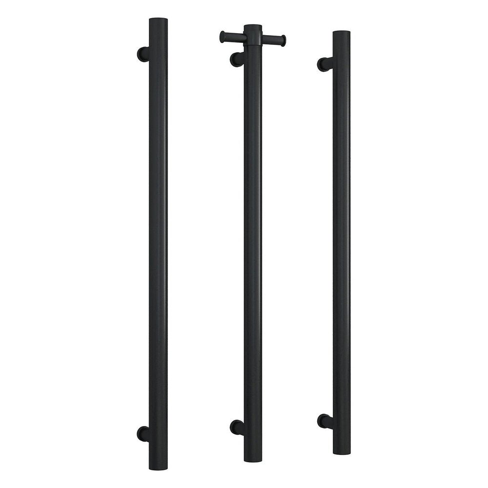 THERMOGROUP ROUND VERTICAL SINGLE HEATED RAIL 900MM MATTE BLACK