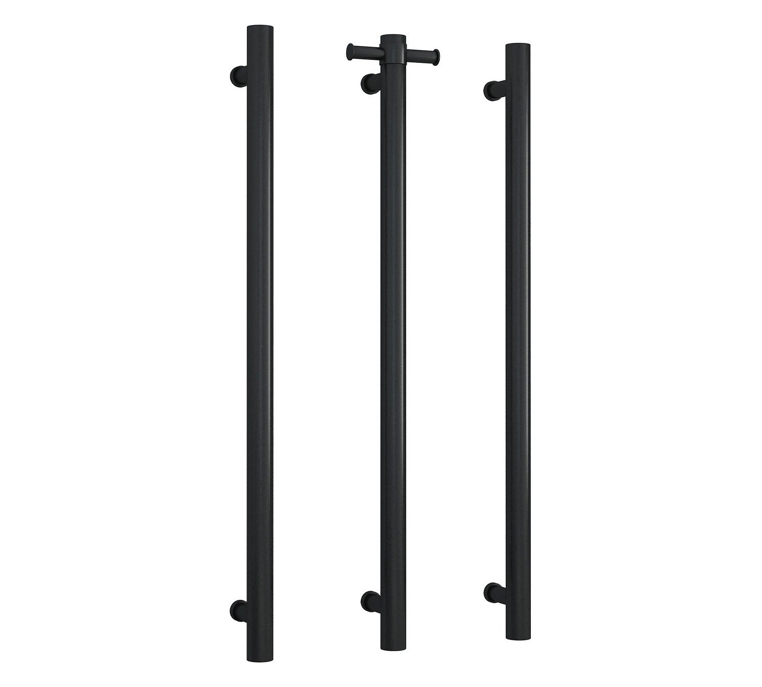 THERMOGROUP ROUND VERTICAL SINGLE HEATED RAIL 900MM MATTE BLACK