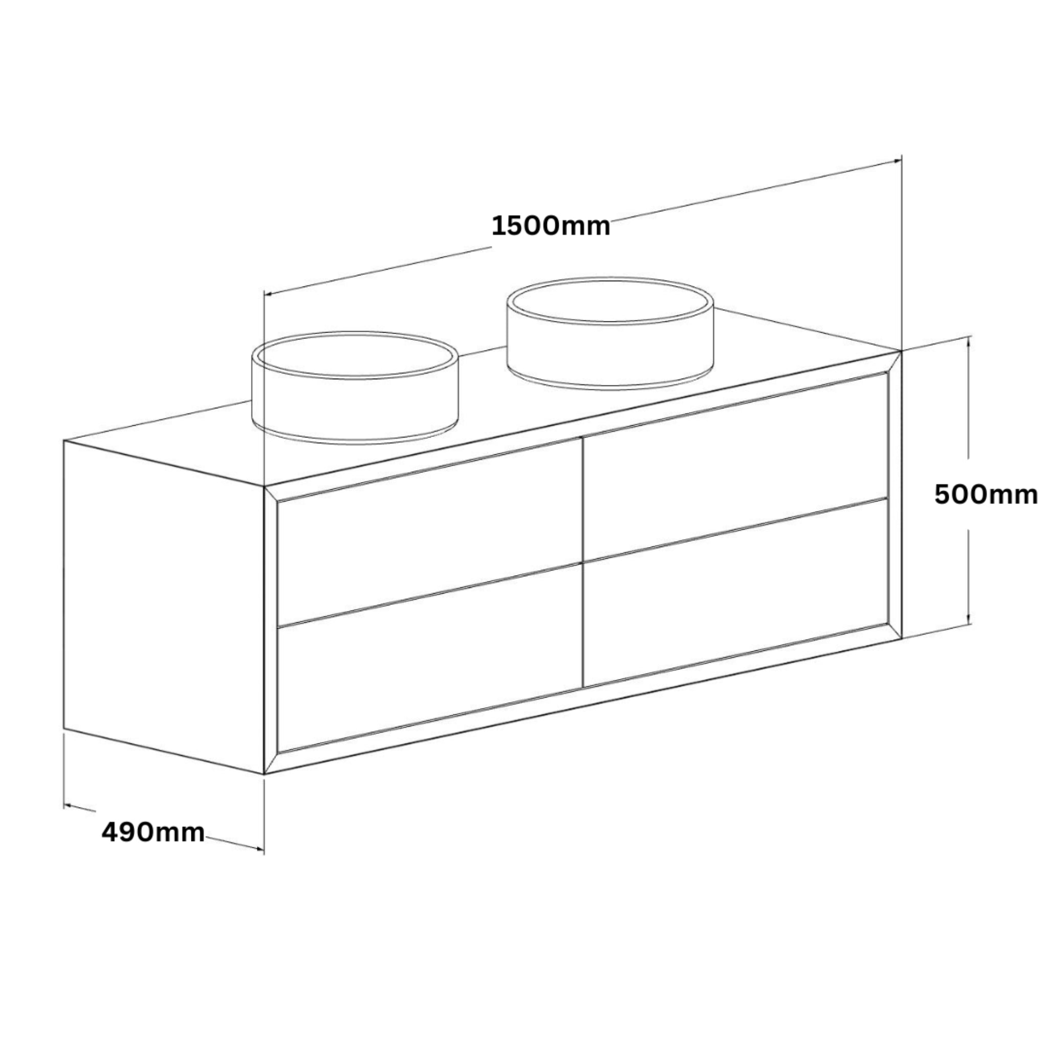 JR BESPOKE TIERRA SOLID TIMBER CUSTOM WALL HUNG VANITY (ALL SIZING)