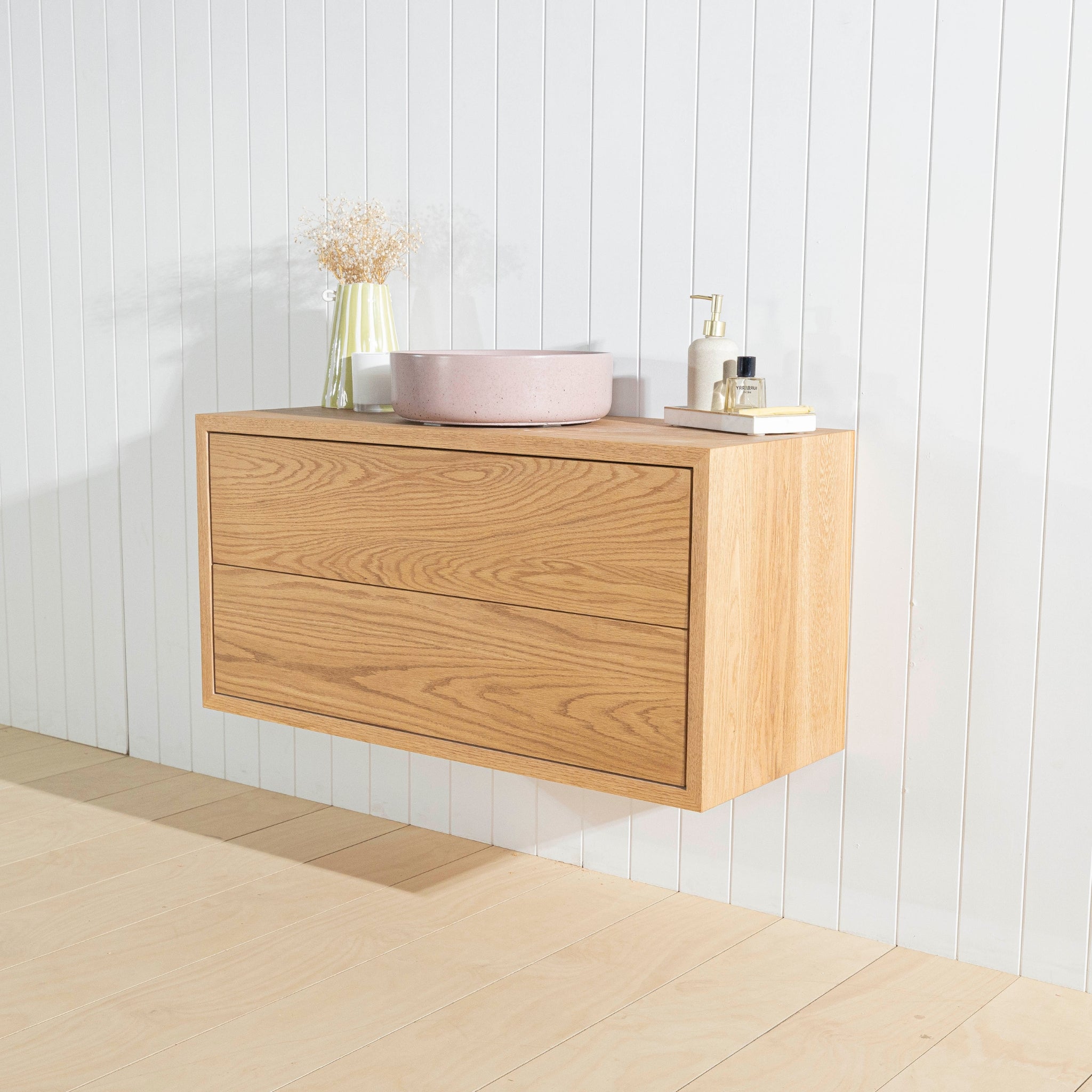 JR BESPOKE TIERRA SOLID TIMBER CUSTOM WALL HUNG VANITY (ALL SIZING)