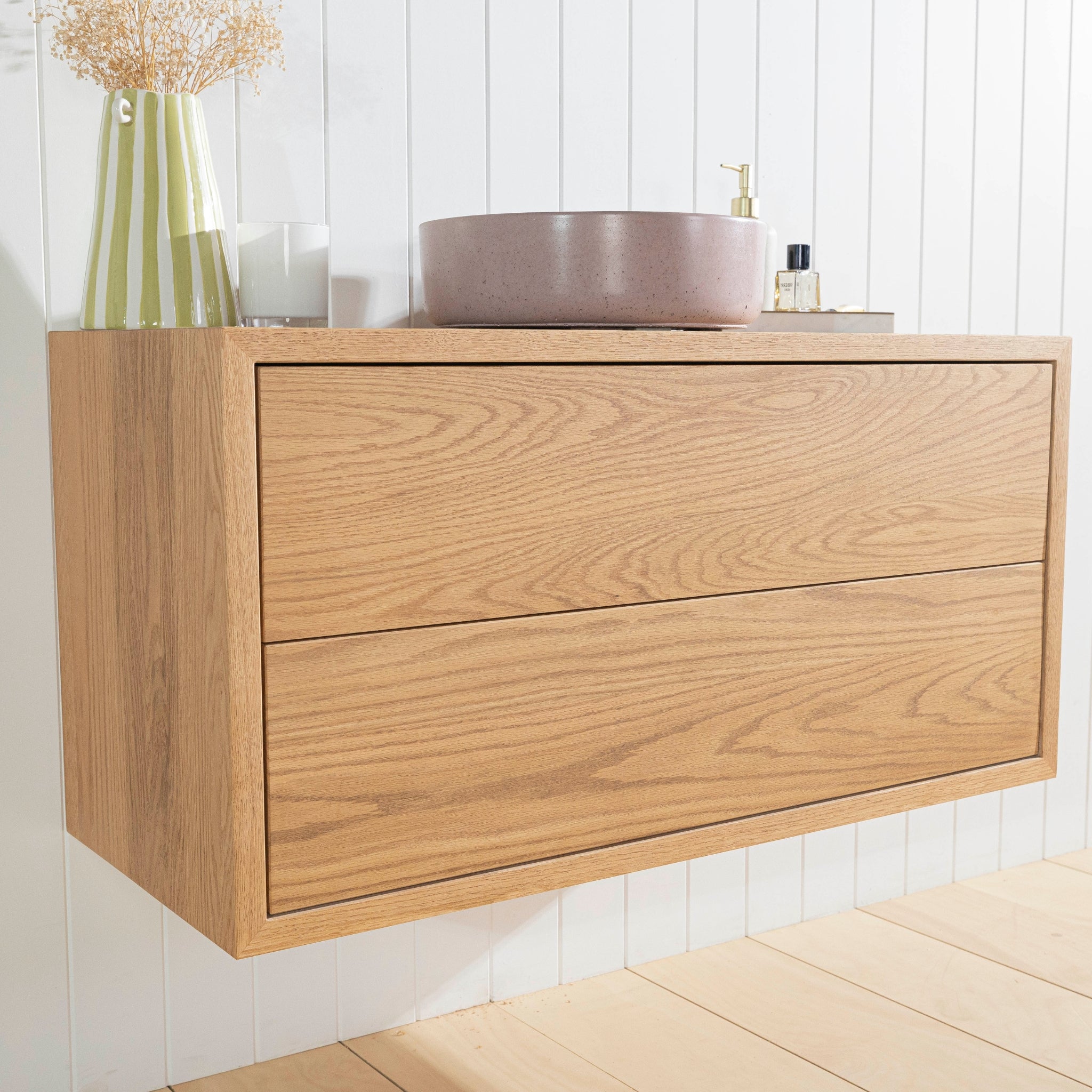 JR BESPOKE TIERRA SOLID TIMBER CUSTOM WALL HUNG VANITY (ALL SIZING)