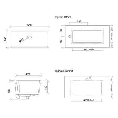 TIMBERLINE RUBY UNDER COUNTER BASIN GLOSS WHITE 530MM