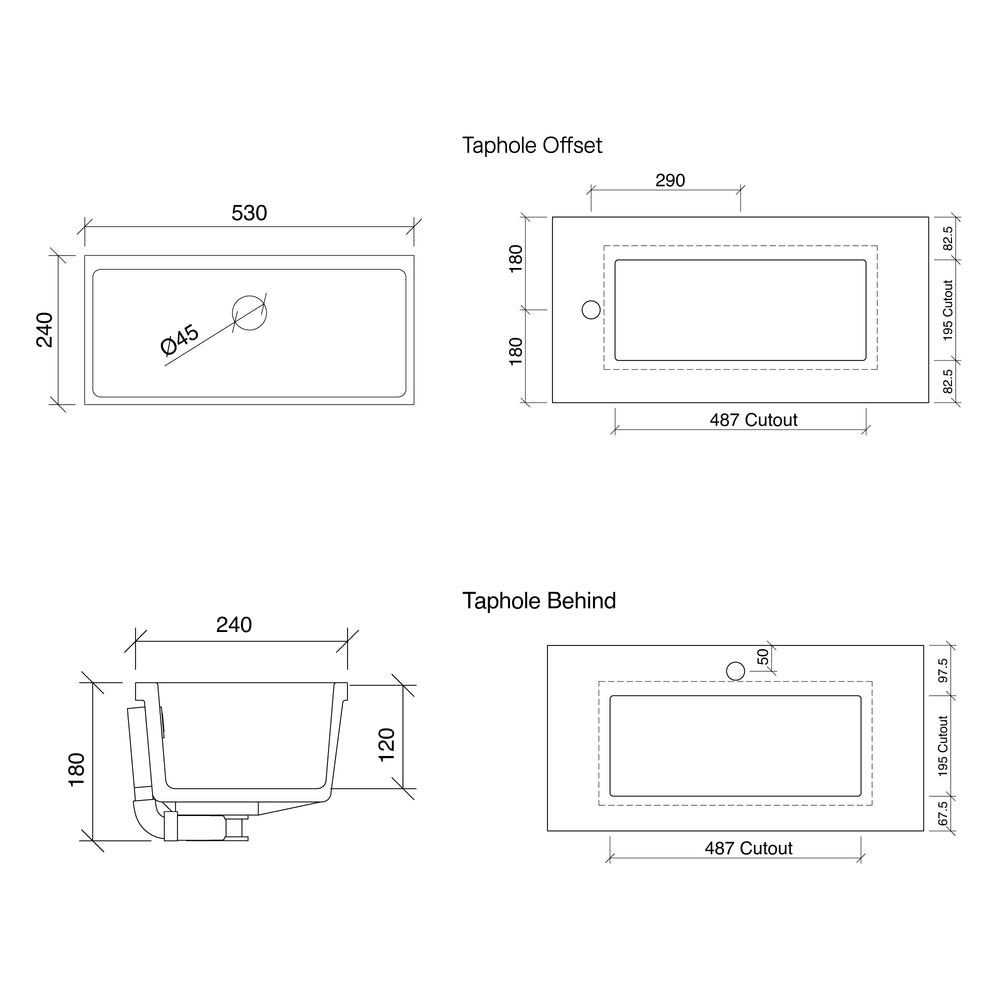 TIMBERLINE RUBY UNDER COUNTER BASIN GLOSS WHITE 530MM