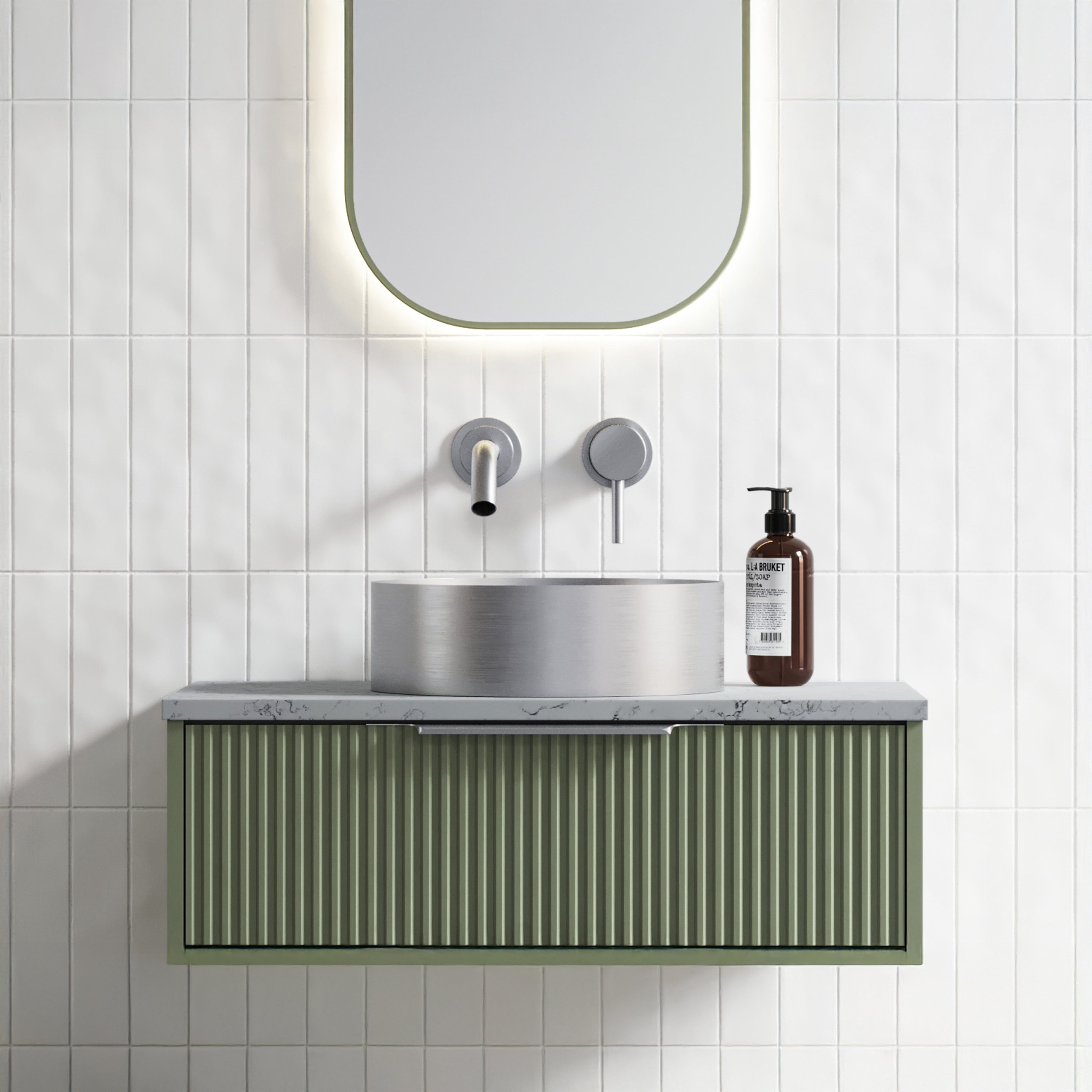 TIMBERLINE LUXE STAINLESS STEEL ABOVE COUNTER BASIN BRUSHED NICKEL 360MM