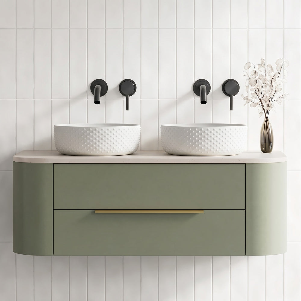 TIMBERLINE SILKSURFACE CANVAS MIST DOUBLE BOWL VANITY TOP