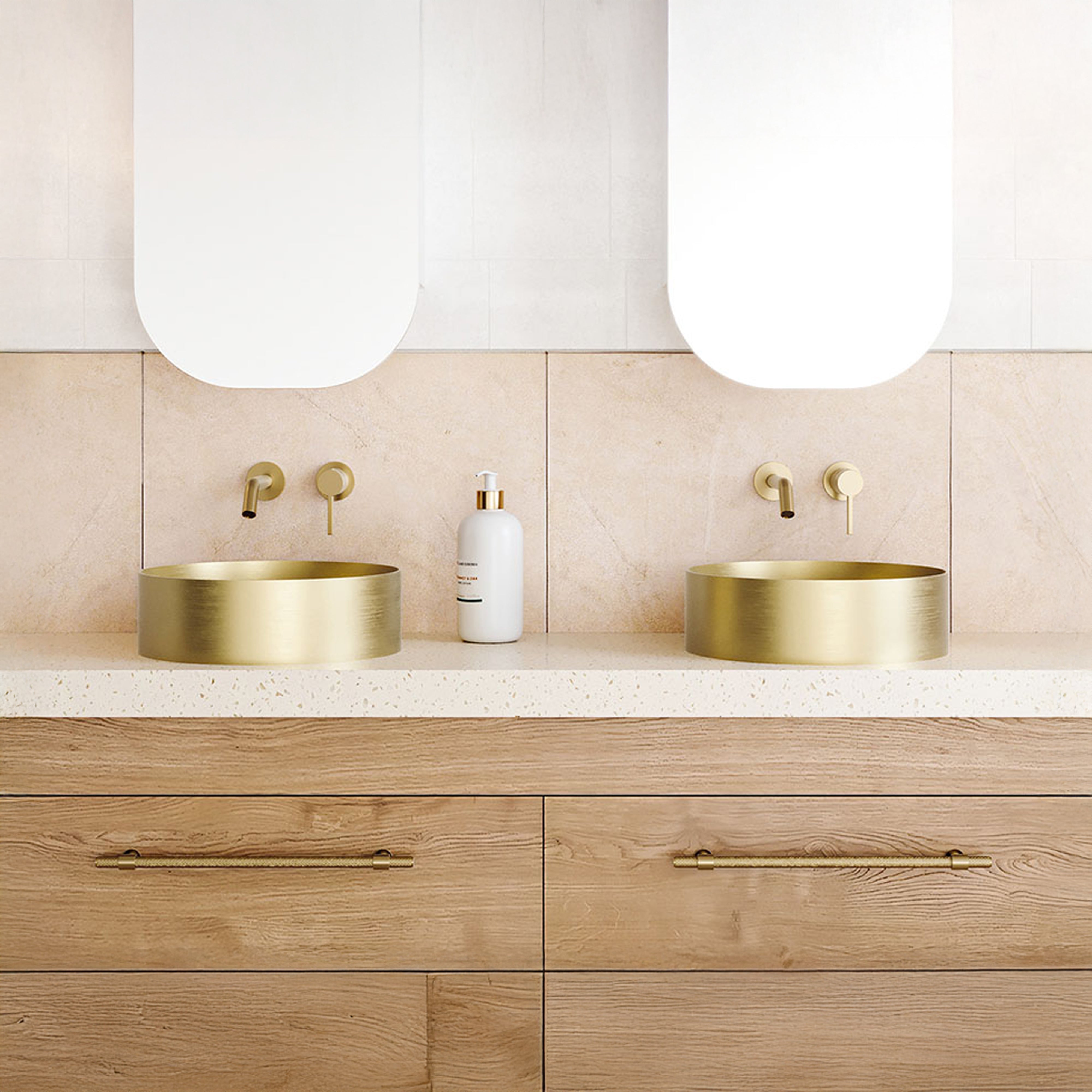 TIMBERLINE LUXE STAINLESS STEEL ABOVE COUNTER BASIN BRUSHED GOLD 360MM