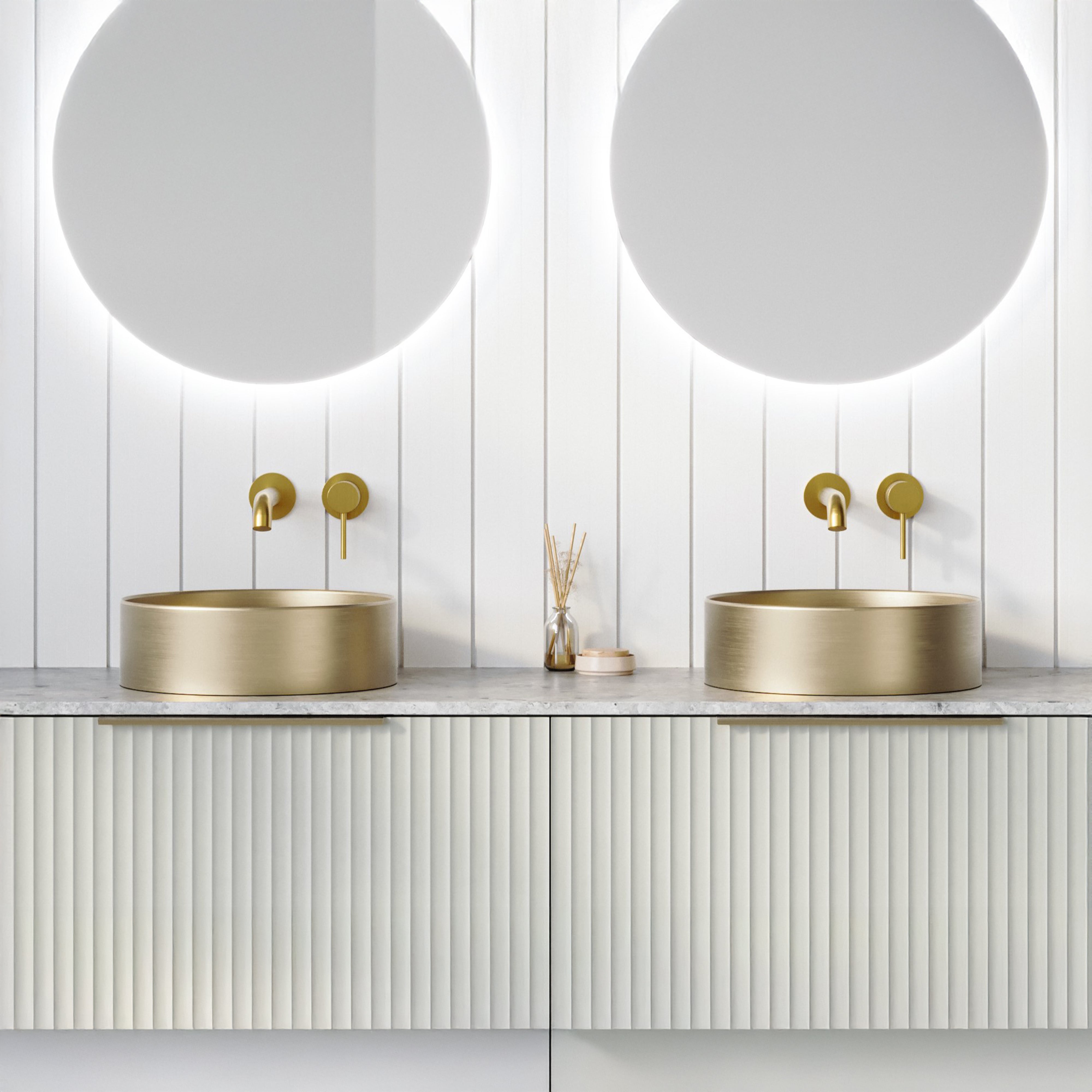 TIMBERLINE LUXE STAINLESS STEEL ABOVE COUNTER BASIN BRUSHED GOLD 360MM