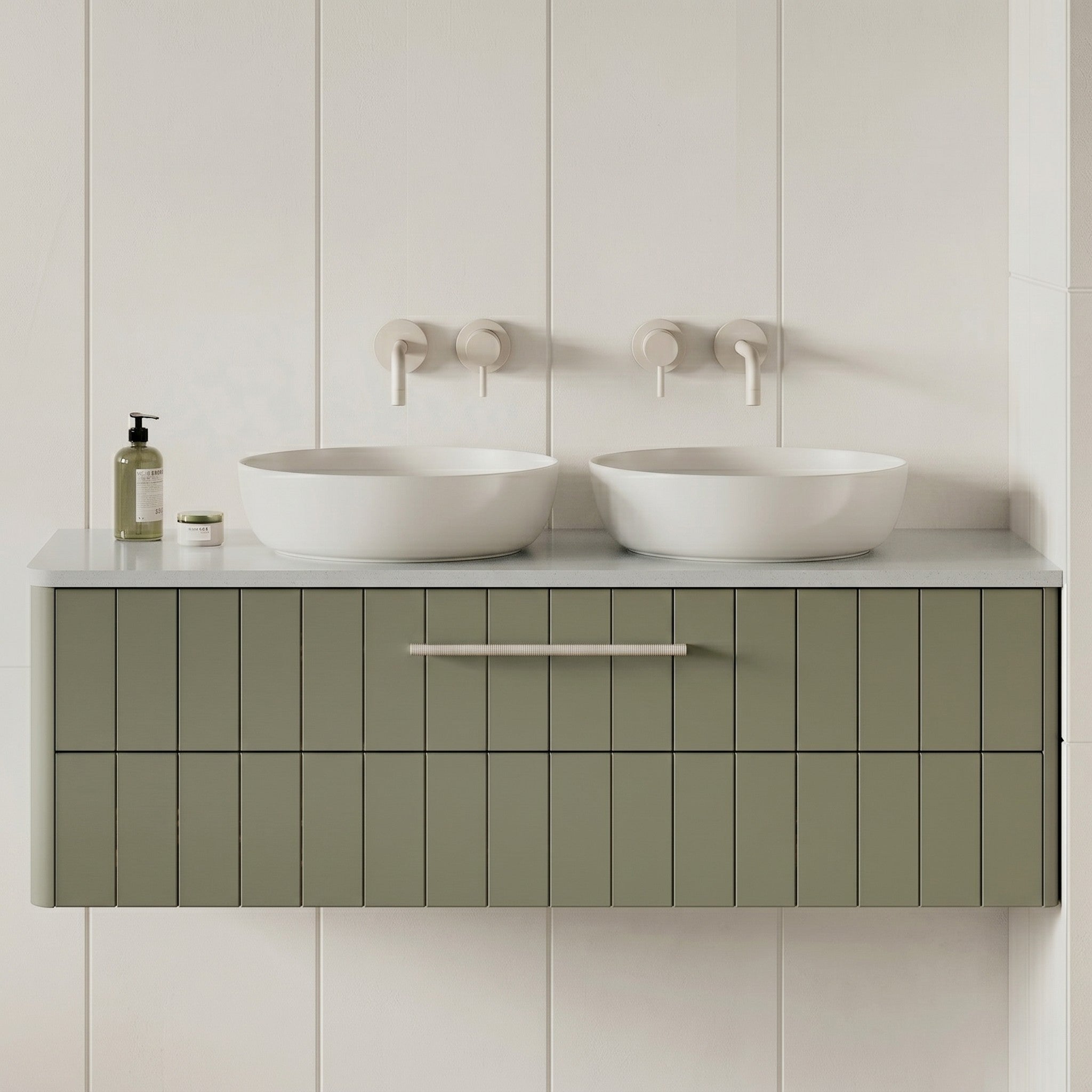 TIMBERLINE SILKSURFACE SILVERSNOW DOUBLE BOWL VANITY TOP