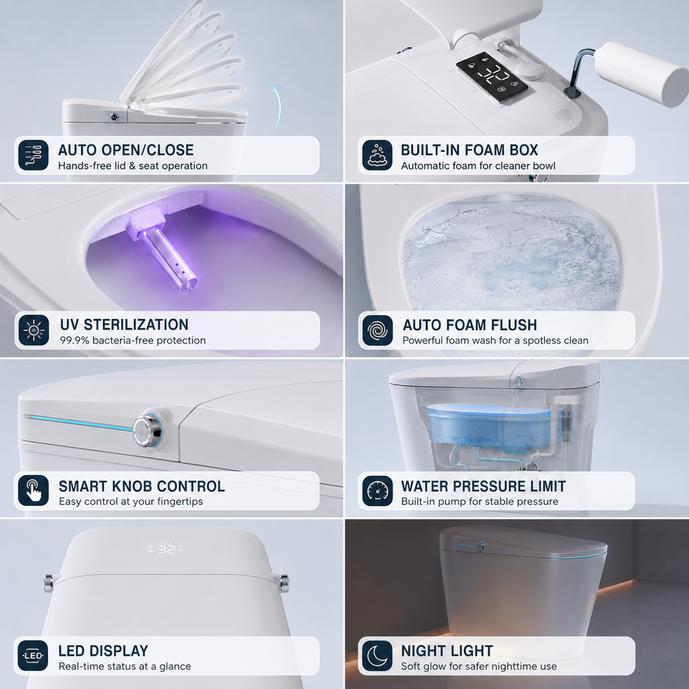 FLUVA U1 INTELLIGENT TOILET W/ AUTOFLUSH REMOTE CONTROLLED BIDET WHITE