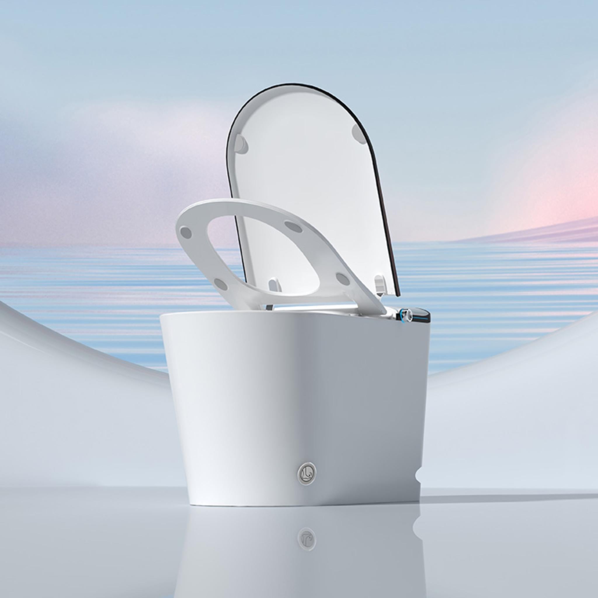 FLUVA U2 INTELLIGENT TOILET W/ AUTOFLUSH REMOTE CONTROLLED BIDET WHITE WITH BLACK LINE