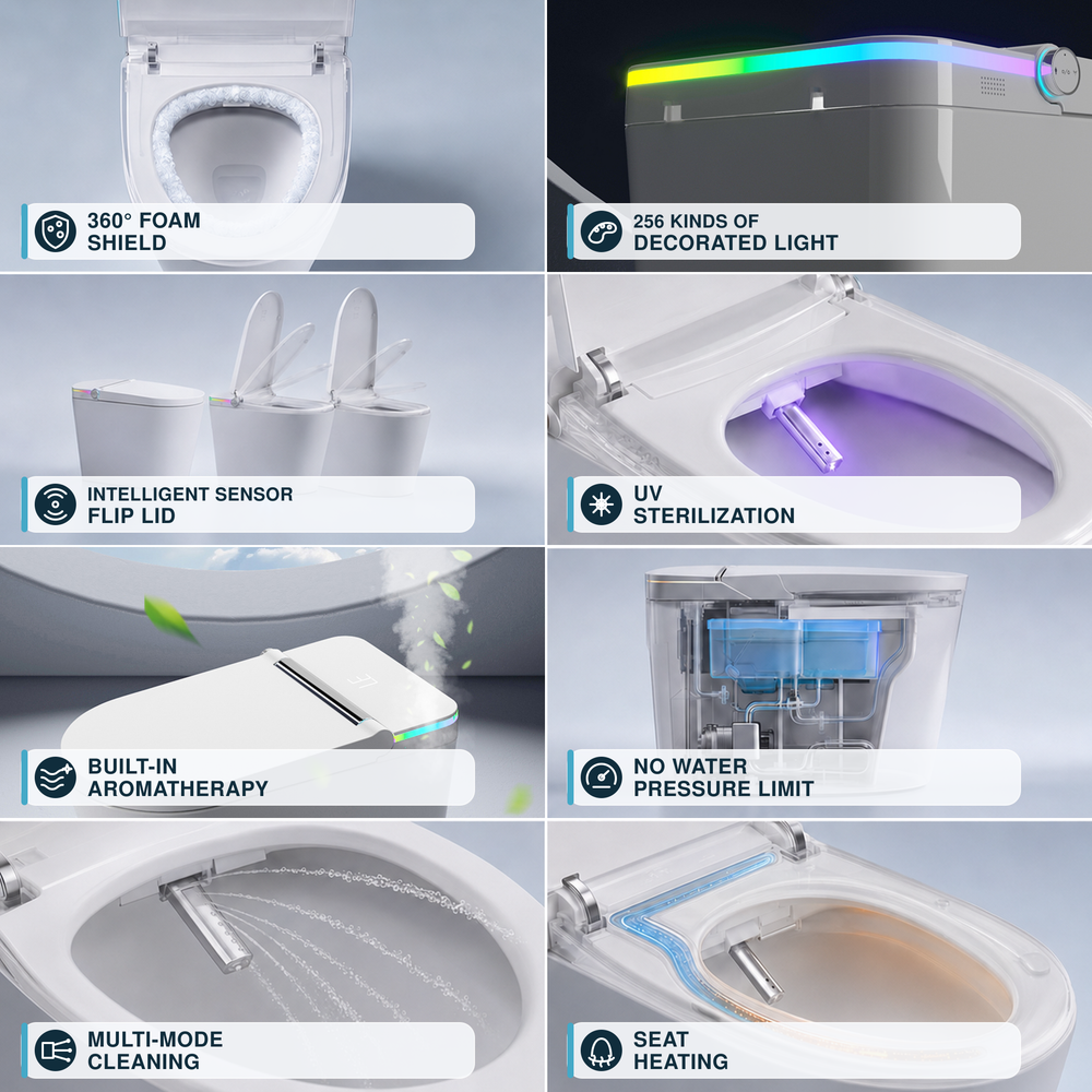 FLUVA U5 INTELLIGENT TOILET W/ AUTOFLUSH REMOTE CONTROLLED BIDET GLOSS WHITE
