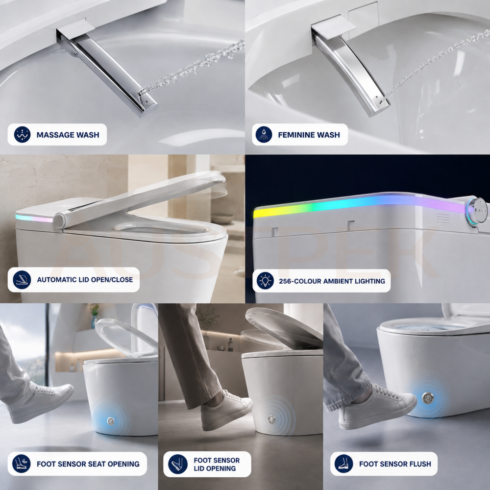 FLUVA U5 INTELLIGENT TOILET W/ AUTOFLUSH REMOTE CONTROLLED BIDET GLOSS WHITE