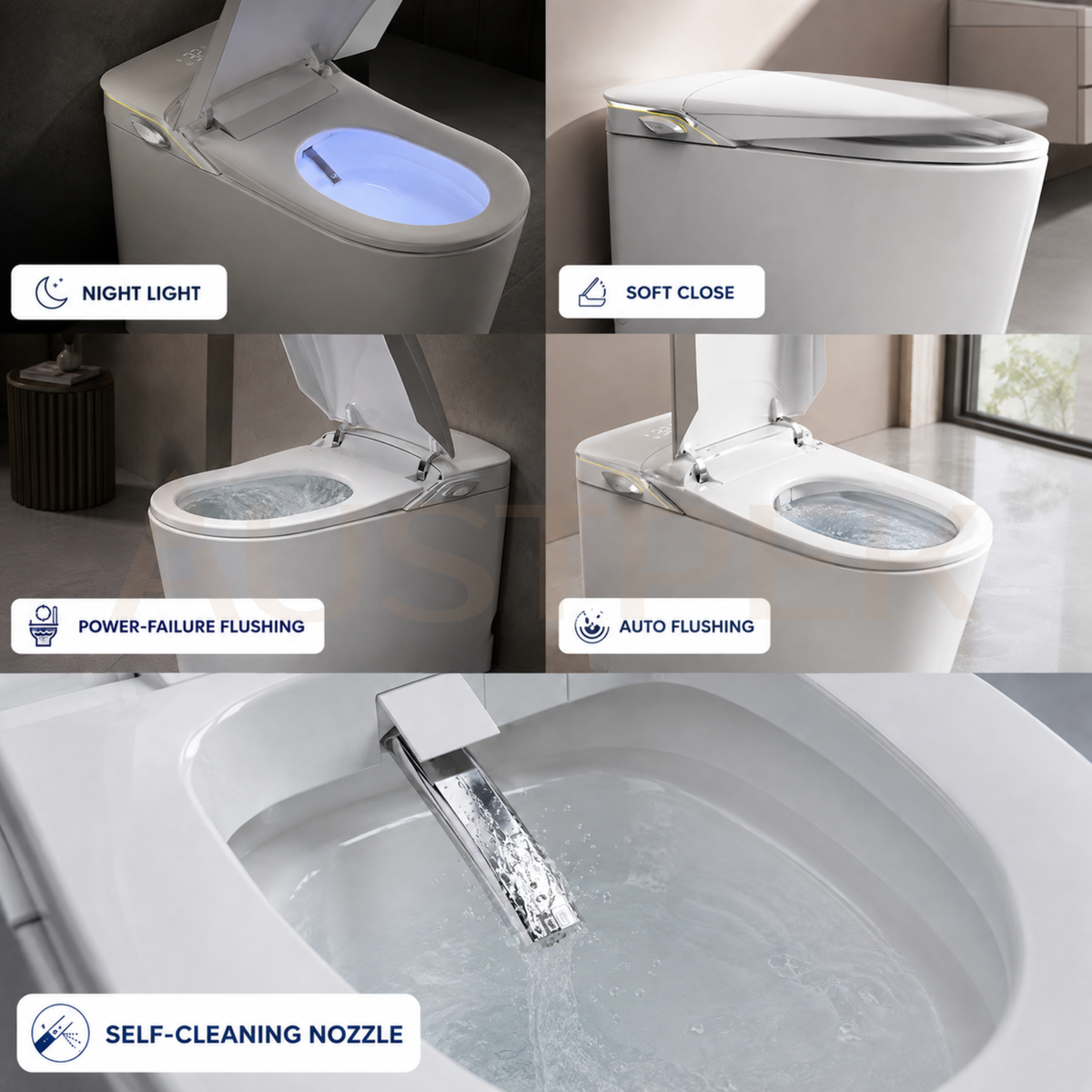 FLUVA U6 INTELLIGENT TOILET W/ AUTOFLUSH REMOTE CONTROLLED BIDET GLOSS WHITE