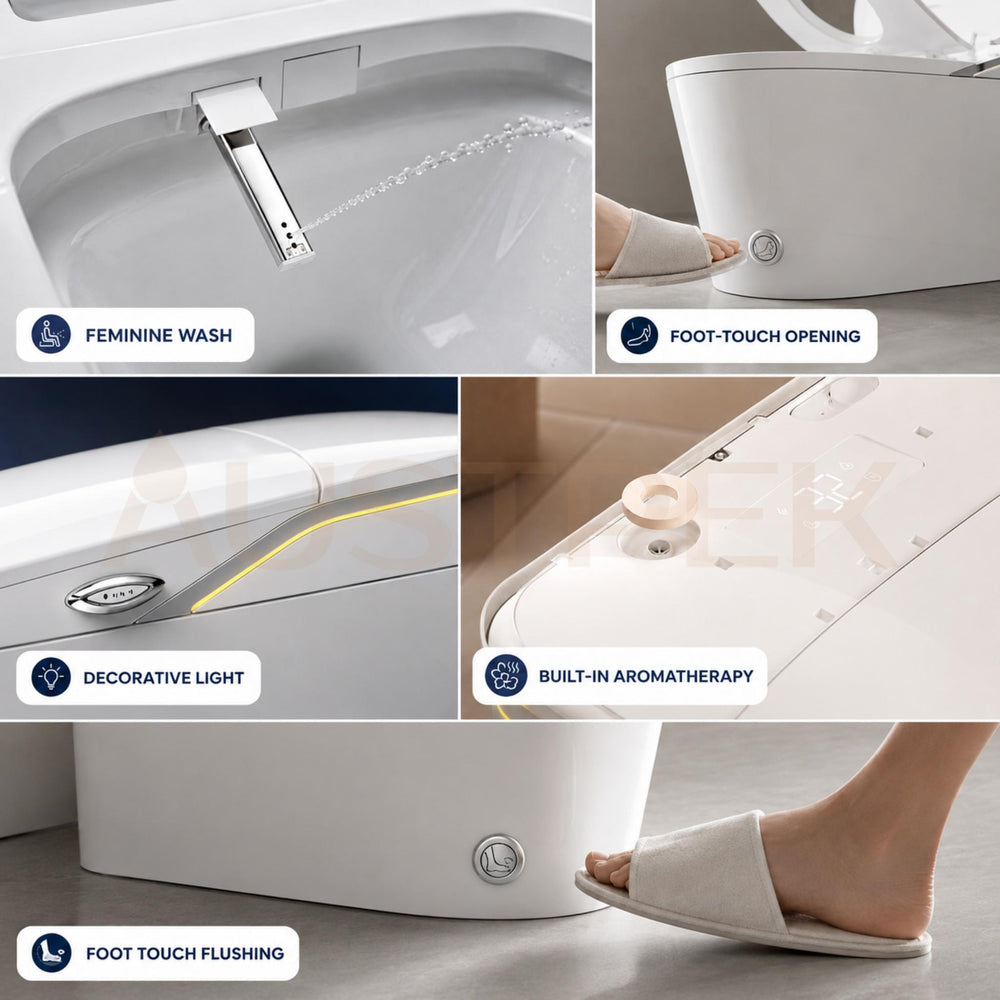 FLUVA U6 INTELLIGENT TOILET W/ AUTOFLUSH REMOTE CONTROLLED BIDET GLOSS WHITE