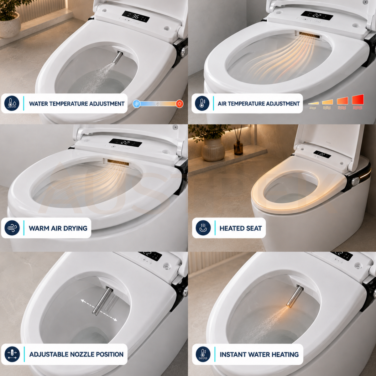 FLUVA U7 INTELLIGENT TOILET W/ AUTOFLUSH REMOTE CONTROLLED BIDET GLOSS WHITE