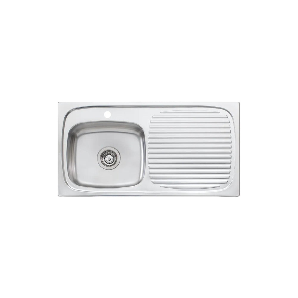 OLIVERI ULTRAFORM SINGLE BOWL TOPMOUNT ALFRESCO AND KITCHEN SINK WITH DRAINER STAINLESS STEEL 890MM