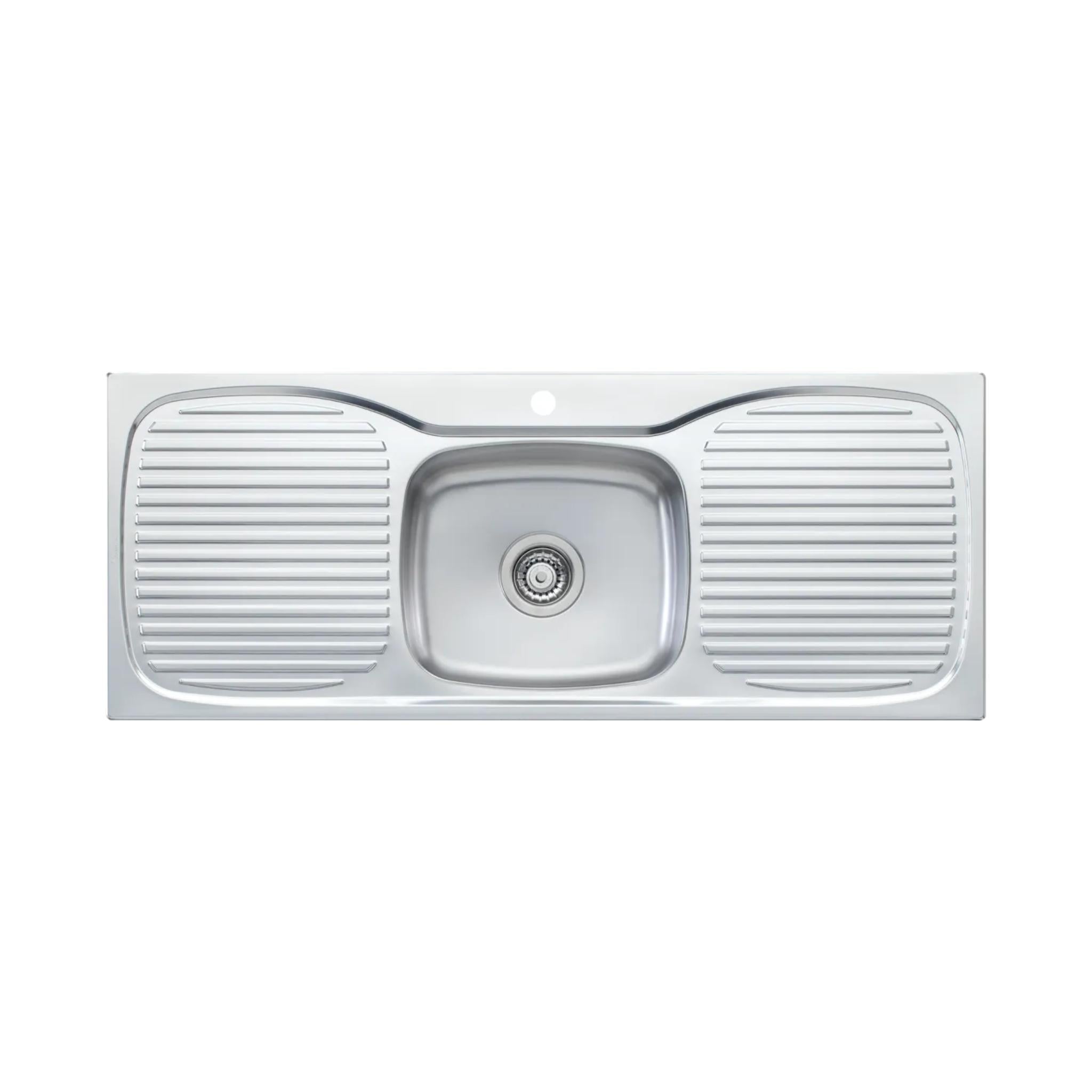 OLIVERI ULTRAFORM SINGLE BOWL TOPMOUNT KITCHEN SINK WITH DOUBLE DRAINER STAINLESS STEEL 1180MM