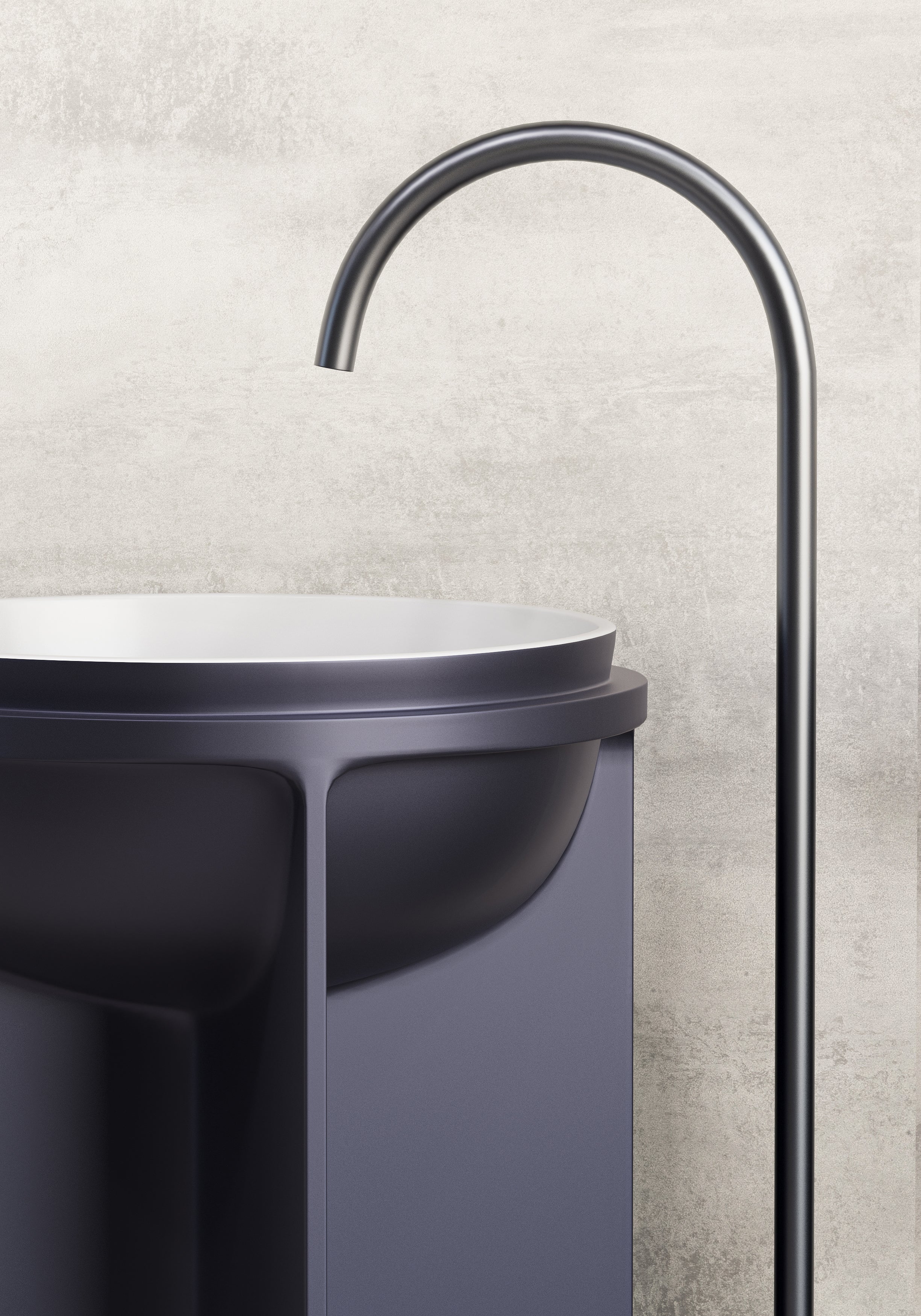 BELBAGNO UNO FREESTANDING PEDESTAL BASIN MATTE WHITE AND COOL GREY 500MM X 800MM