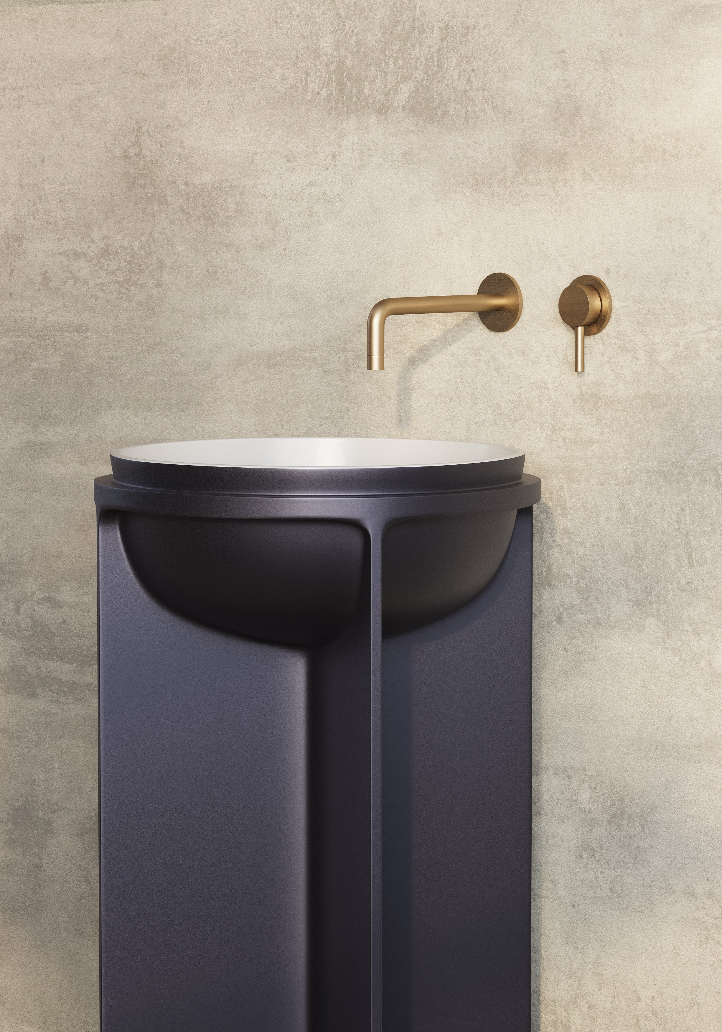 BELBAGNO UNO FREESTANDING PEDESTAL BASIN MATTE WHITE AND COOL GREY 500MM X 800MM