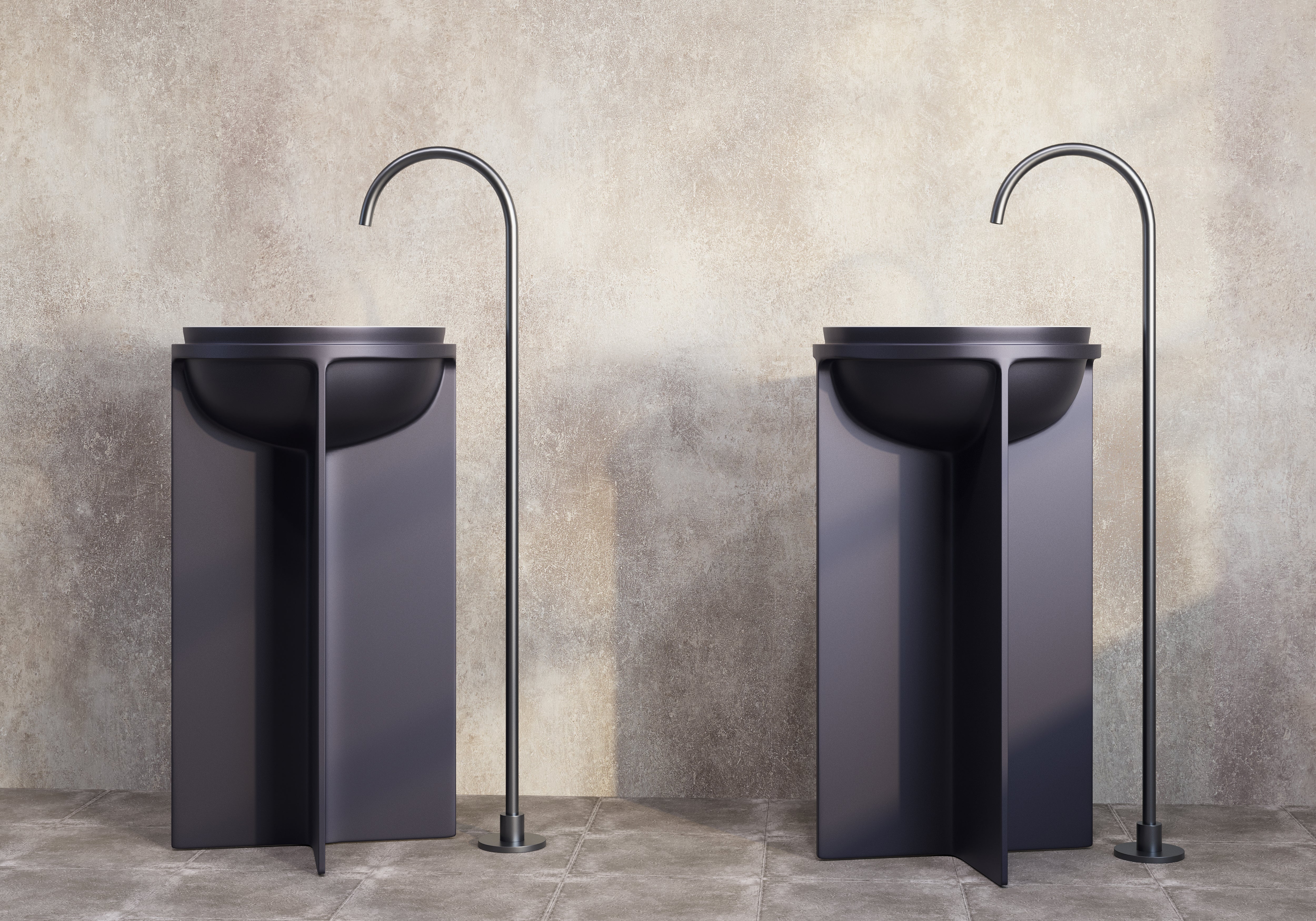 BELBAGNO UNO FREESTANDING PEDESTAL BASIN MATTE WHITE AND COOL GREY 500MM X 800MM