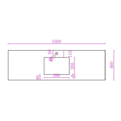 POSEDION PURE WHITE NANO SINGLE BOWL VANITY CRYSTALLISED TOP 1500MM