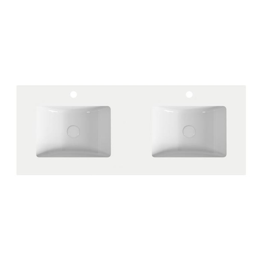 POSEDION PURE WHITE NANO DOUBLE BOWL VANITY CRYSTALLISED TOP 1500MM