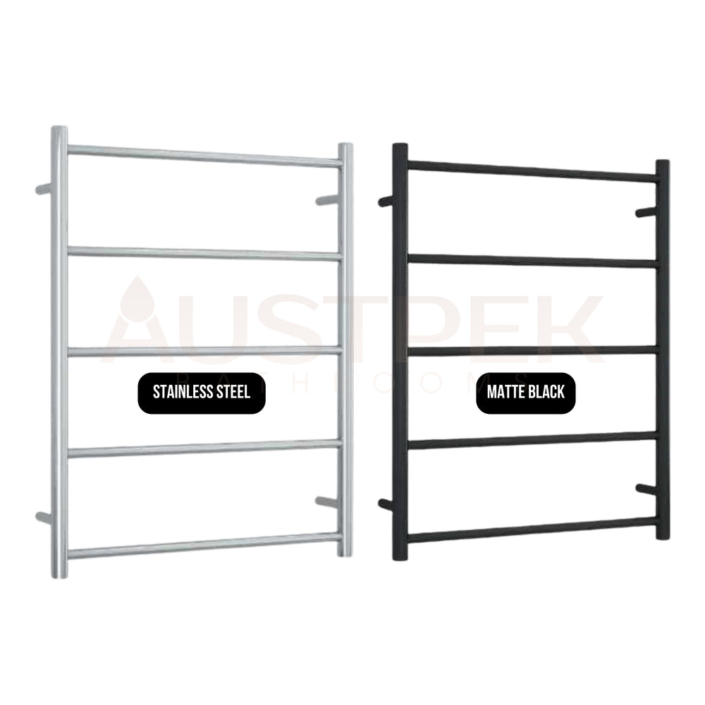 THERMOGROUP STRAIGHT NON-HEATED ROUND LADDER TOWEL RAIL MATTE BLACK 630MM