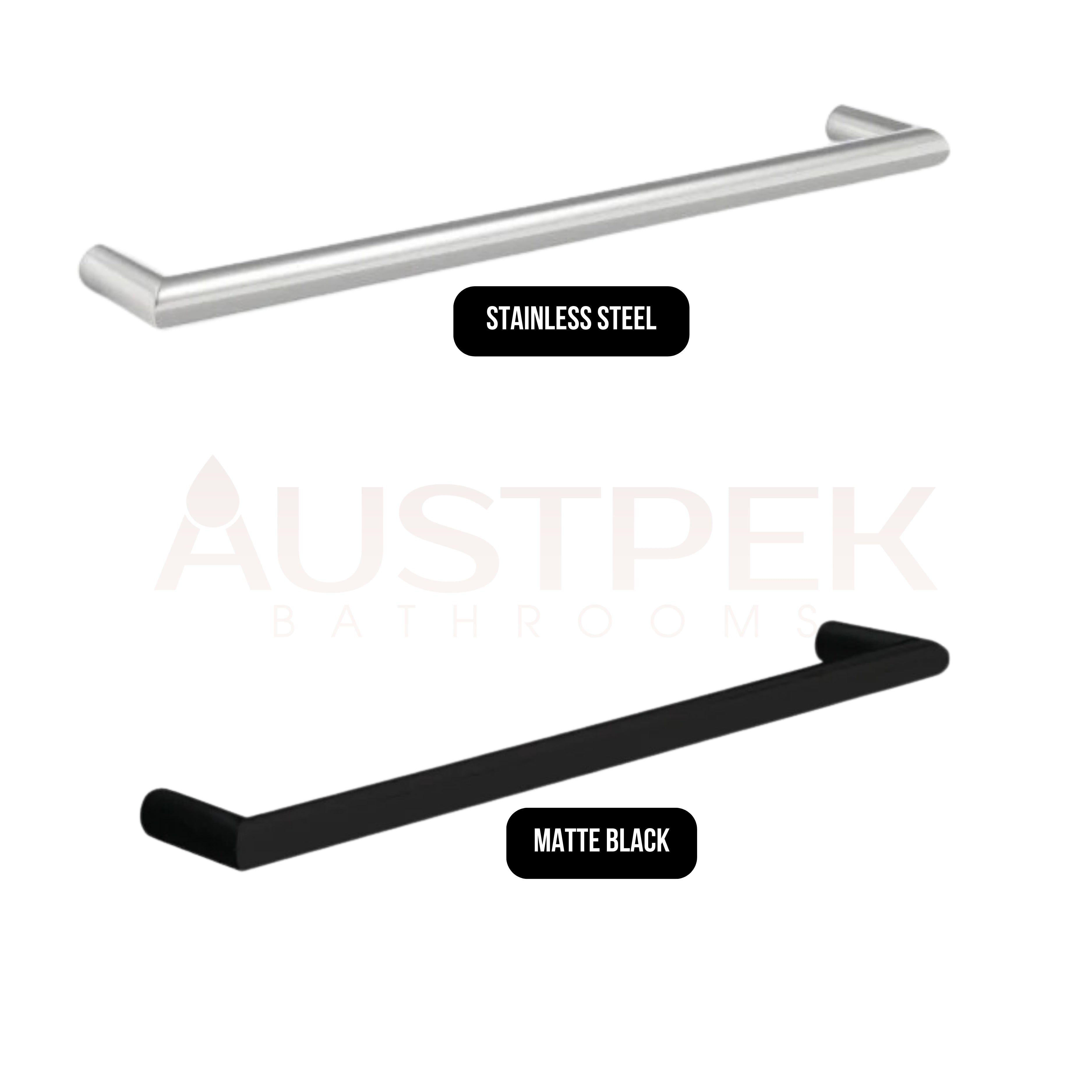 THERMOGROUP ROUND NON-HEATED SINGLE BAR TOWEL RAIL MATTE BLACK 632MM