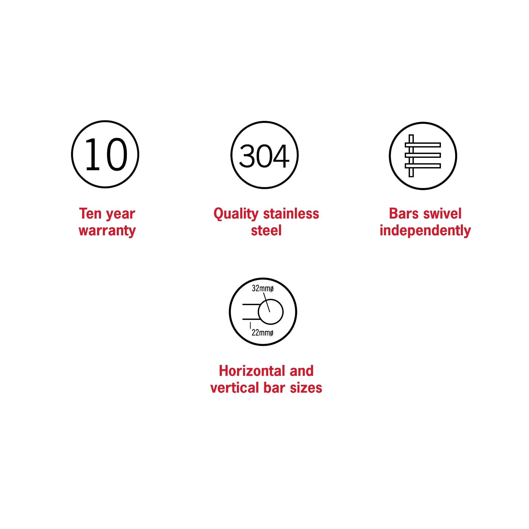THERMOGROUP STRAIGHT ROUND SWIVEL NON-HEATED TOWEL RAIL 600MM