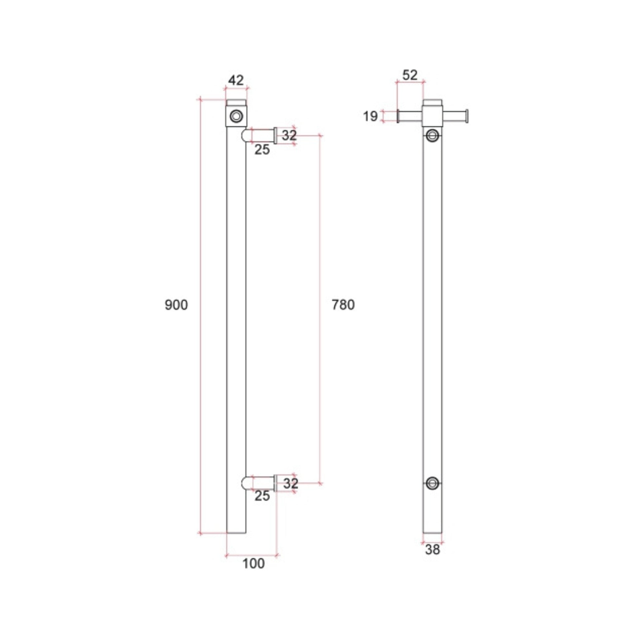 THERMOGROUP ROUND NON-HEATED VERTICAL SINGLE TOWEL RAIL POLISHED STAINLESS STEEL 142MM