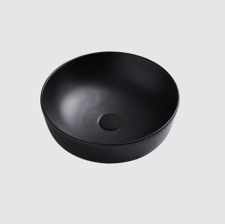 OLIVERI NAPLES CIRCULAR ABOVE COUNTER TOP BASIN BLACK 415MM