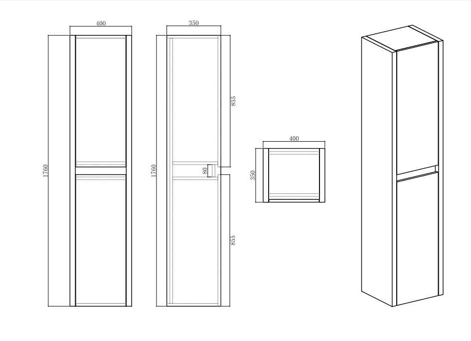 BEL BAGNO ALEXANDRA WHITE OAK WALL HUNG TALL BOY 400MM X 1760MM (AVAILABLE IN LEFT AND RIGHT HAND DOOR OPTION)
