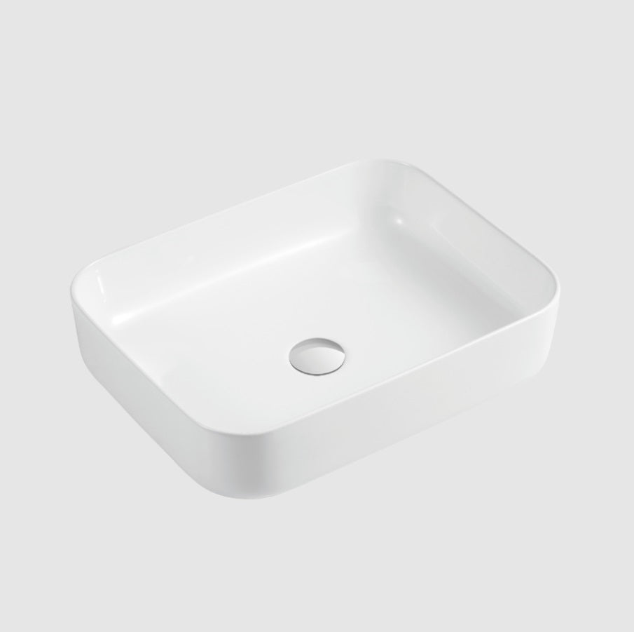OLIVERI NAPLES RECTANGULAR ABOVE COUNTER TOP BASIN WHITE 500MM
