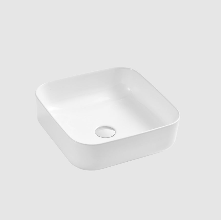 OLIVERI NAPLES SQUARE ABOVE COUNTER TOP BASIN WHITE 400MM
