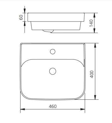 OLIVERI DUBLIN RECTANGULAR INSET BASIN WHITE 460MM