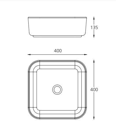 OLIVERI NAPLES SQUARE ABOVE COUNTER TOP BASIN WHITE 400MM