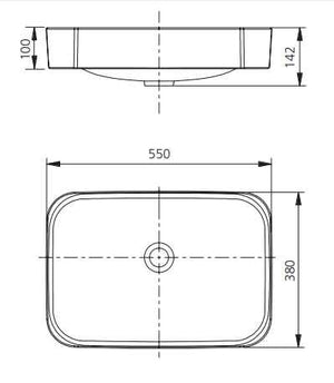 OLIVERI VIENNA RECTANGULAR ABOVE COUNTER TOP BASIN WHITE 550MM