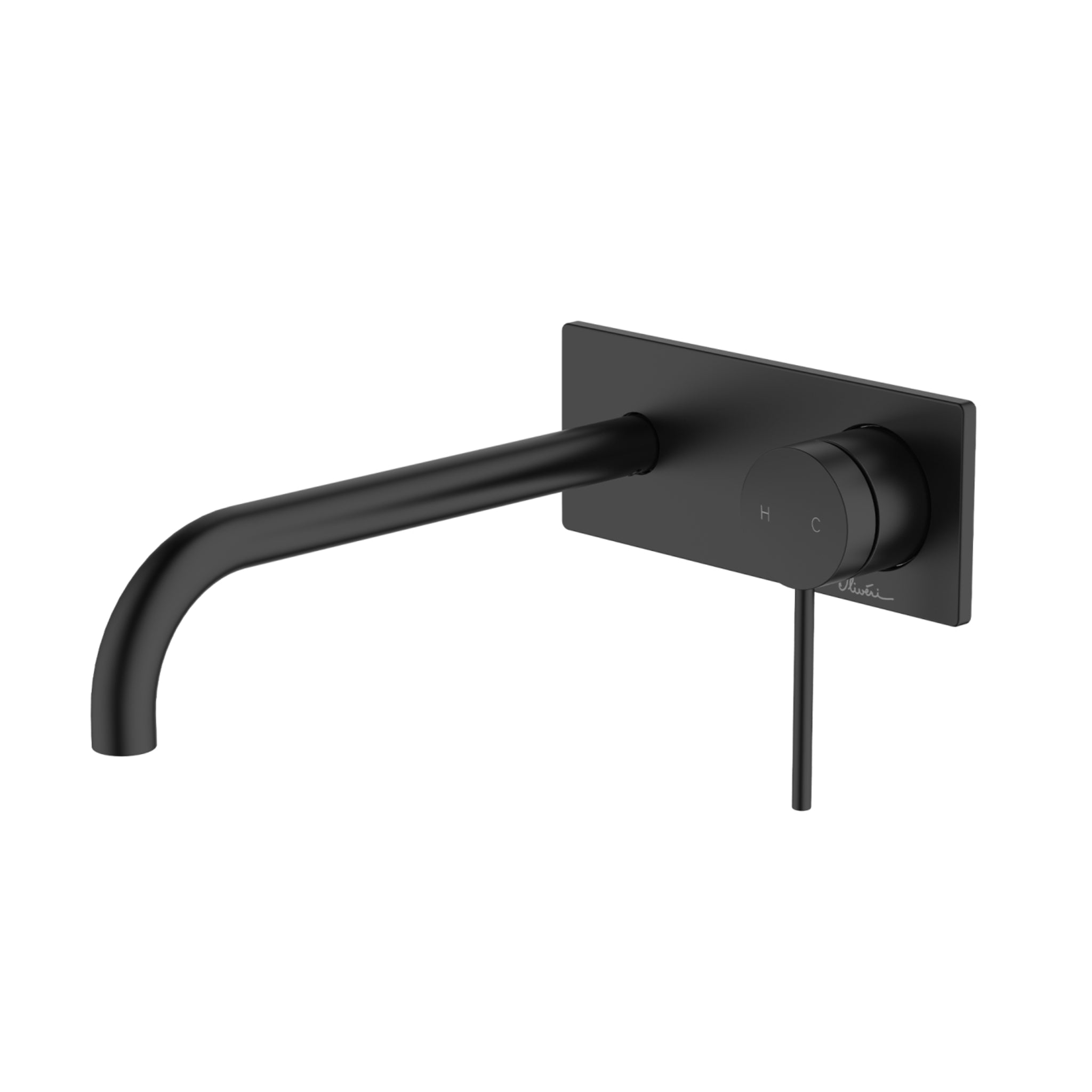 OLIVERI VENICE LEAD FREE CURVED WALL MIXER SET 172MM MATTE BLACK